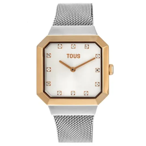 Reloj analógico con acero IPRG rosa y brazalete de acero Karat Squared^TOUS Hot