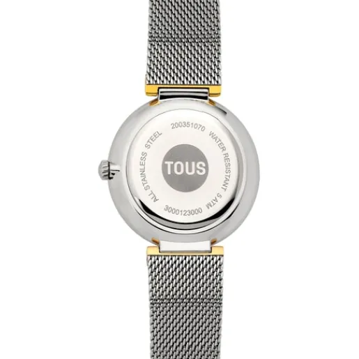 Reloj analógico con brazalete de acero y caja de aluminio en color IPG dorado S-Mesh Mirror^TOUS Clearance