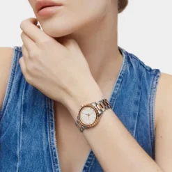 Reloj analógico con brazalete de acero y acero IPRG rosado T-Bear Kdt^TOUS Best