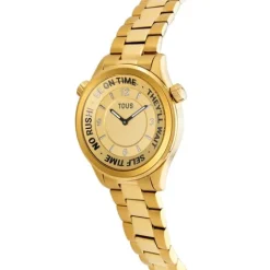 Reloj analógico con brazalete de acero IPG dorado y esfera dorada Now^TOUS New