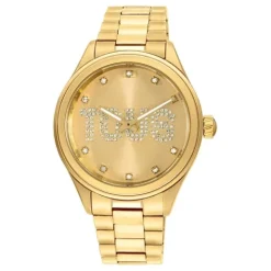 Reloj analógico con brazalete de acero IPG dorado y cristales T-Logo^TOUS Clearance