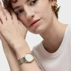 Reloj analógico con brazalete de acero SS, acero IPG dorado y esfera de nácar Epic Icon Mesh^TOUS Clearance
