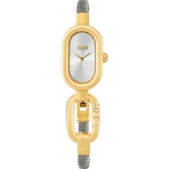 Reloj analógico con brazalete de acero y caja de acero IPG dorado Hold Oval^TOUS Hot