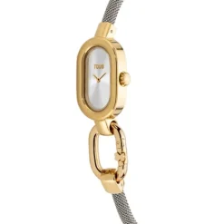 Reloj analógico con brazalete de acero y caja de acero IPG dorado Hold Oval^TOUS Hot