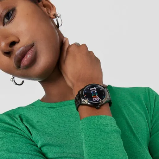 Reloj analógico con brazalete de acero IP negro y cristales T-Logo^TOUS Hot