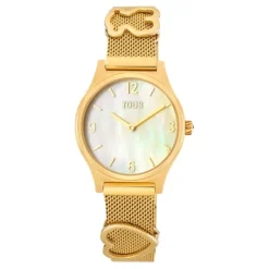 Reloj analógico con brazalete de acero IPG dorado y esfera de nácar Epic Icon Mesh^TOUS Discount