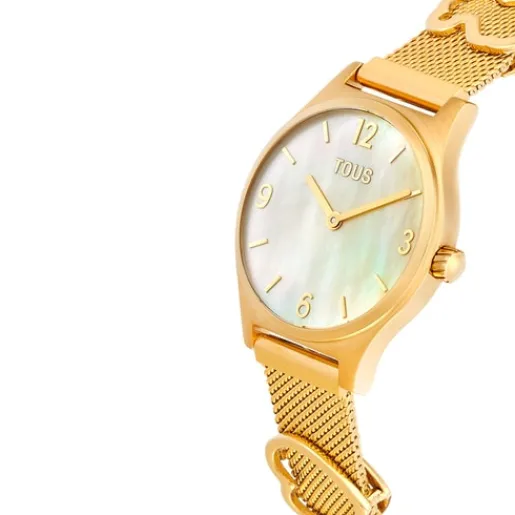 Reloj analógico con brazalete de acero IPG dorado y esfera de nácar Epic Icon Mesh^TOUS Discount