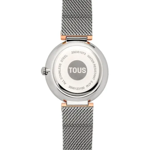 Reloj analógico con brazalete de acero y caja de aluminio en color IPRG rosado S-Mesh Mirror^TOUS Clearance