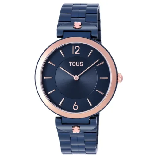 Reloj analógico con brazalete de acero IP azul y acero IPRG rosado S-Band^TOUS New