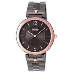 Reloj analógico con brazalete de acero IP gris y acero IPRG rosado S-Band^TOUS New
