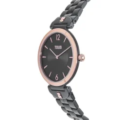 Reloj analógico con brazalete de acero IP gris y acero IPRG rosado S-Band^TOUS New