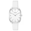 Reloj analógico de acero con correa de piel blanca Heritage^TOUS Best