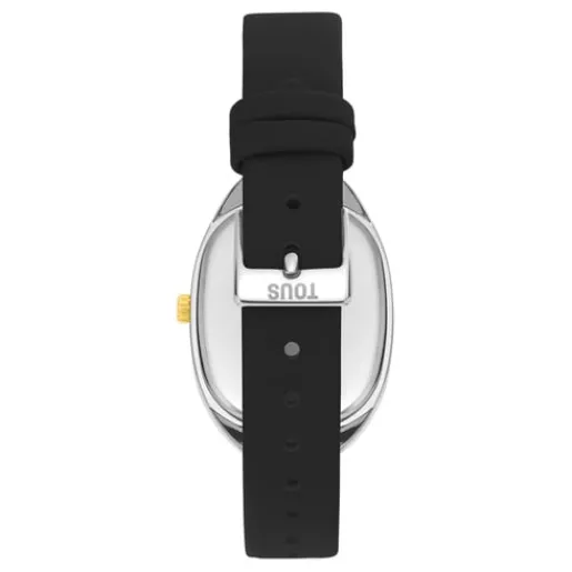 Reloj analógico de acero IPG dorado con correa de piel negra Heritage^TOUS Outlet