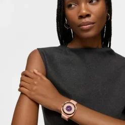 Reloj analógico de acero IPRG nude con brazalete elástico en color rosa Osier^TOUS