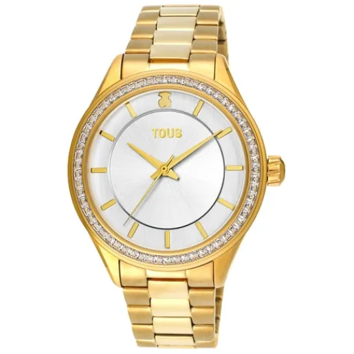 Reloj analógico T-Shine de acero IP dorado con zirconias cúbicas^TOUS Outlet