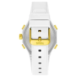 Reloj analógico/digital de acero IPG dorado con brazalete de nylon blanco Bet^TOUS Clearance