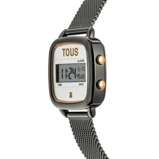 Reloj digital con brazalete de acero IPG gris D-Logo New^TOUS Best