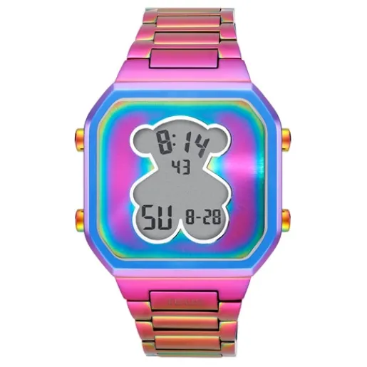 Reloj digital con brazalete de acero IP iridscente D-Bear^TOUS