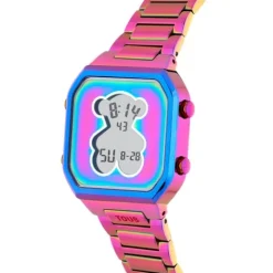 Reloj digital con brazalete de acero IP iridscente D-Bear^TOUS