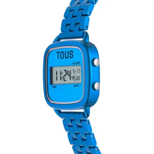 Reloj digital con brazalete de aluminio en color azul D-Logo^TOUS Hot
