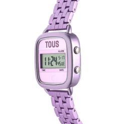Reloj digital con brazalete de aluminio en color malva D-Logo^TOUS Best