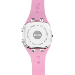 Reloj digital con correa de silicona en color rosa y caja de acero B-Time^TOUS New