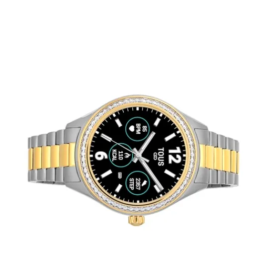 Reloj smartwatch con brazalete de acero, acero IP dorado y zirconias blancas T-Shine Connect^TOUS Discount