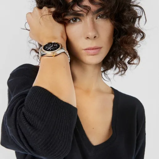Reloj smartwatch con brazalete de acero, acero IP dorado y zirconias blancas T-Shine Connect^TOUS Discount