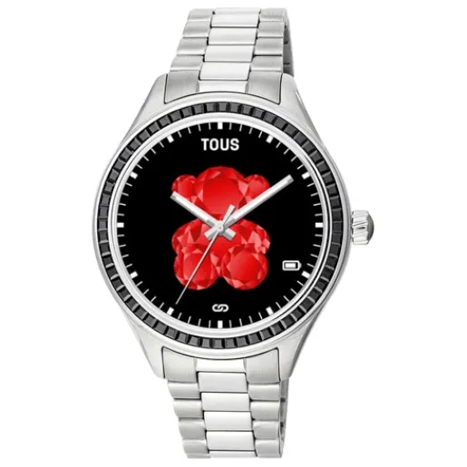 Reloj smartwatch con brazalete de acero y zirconias negras T-Shine Connect^TOUS Hot