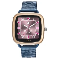 Reloj smartwatch de acero IPRG rosa y brazalete de acero IP azul D-Connect^TOUS Discount