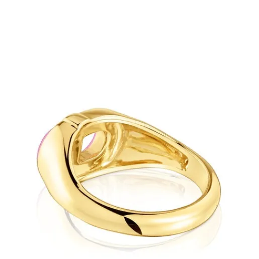 Sello con baño de oro 18 kt sobre plata y esmalte fucsia MANIFESTO^TOUS Discount