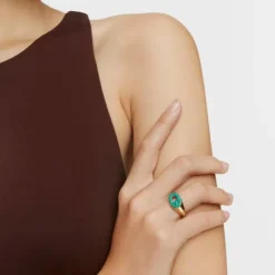 Sello con baño de oro 18 kt sobre plata y esmalte verde MANIFESTO^TOUS Sale
