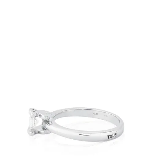 Solitario de oro blanco con diamante motivos oso Sweet Diamonds^TOUS