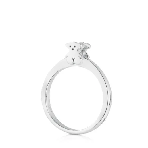 Solitario de oro blanco con diamante motivos oso Sweet Diamonds^TOUS