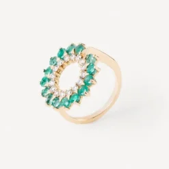 Sortija de oro con diamantes y esmeraldas ATELIER UNIQUE PIECES^TOUS Discount
