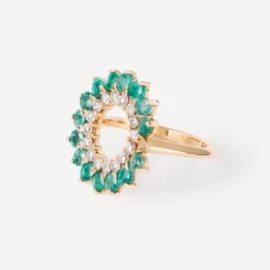 Sortija de oro con diamantes y esmeraldas ATELIER UNIQUE PIECES^TOUS Discount