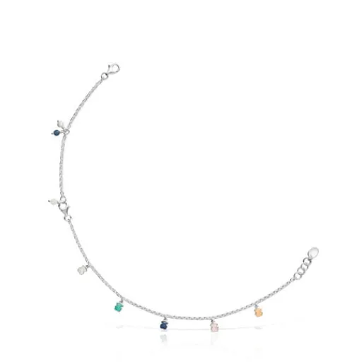 Tobillera de plata con gemas y perla Mini Color^TOUS Clearance