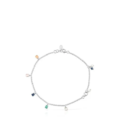 Tobillera de plata con gemas y perla Mini Color^TOUS Clearance