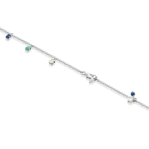 Tobillera de plata con gemas y perla Mini Color^TOUS Clearance
