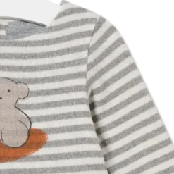 Vestido de niña a rayas con oso Grey crudo^TOUS Hot